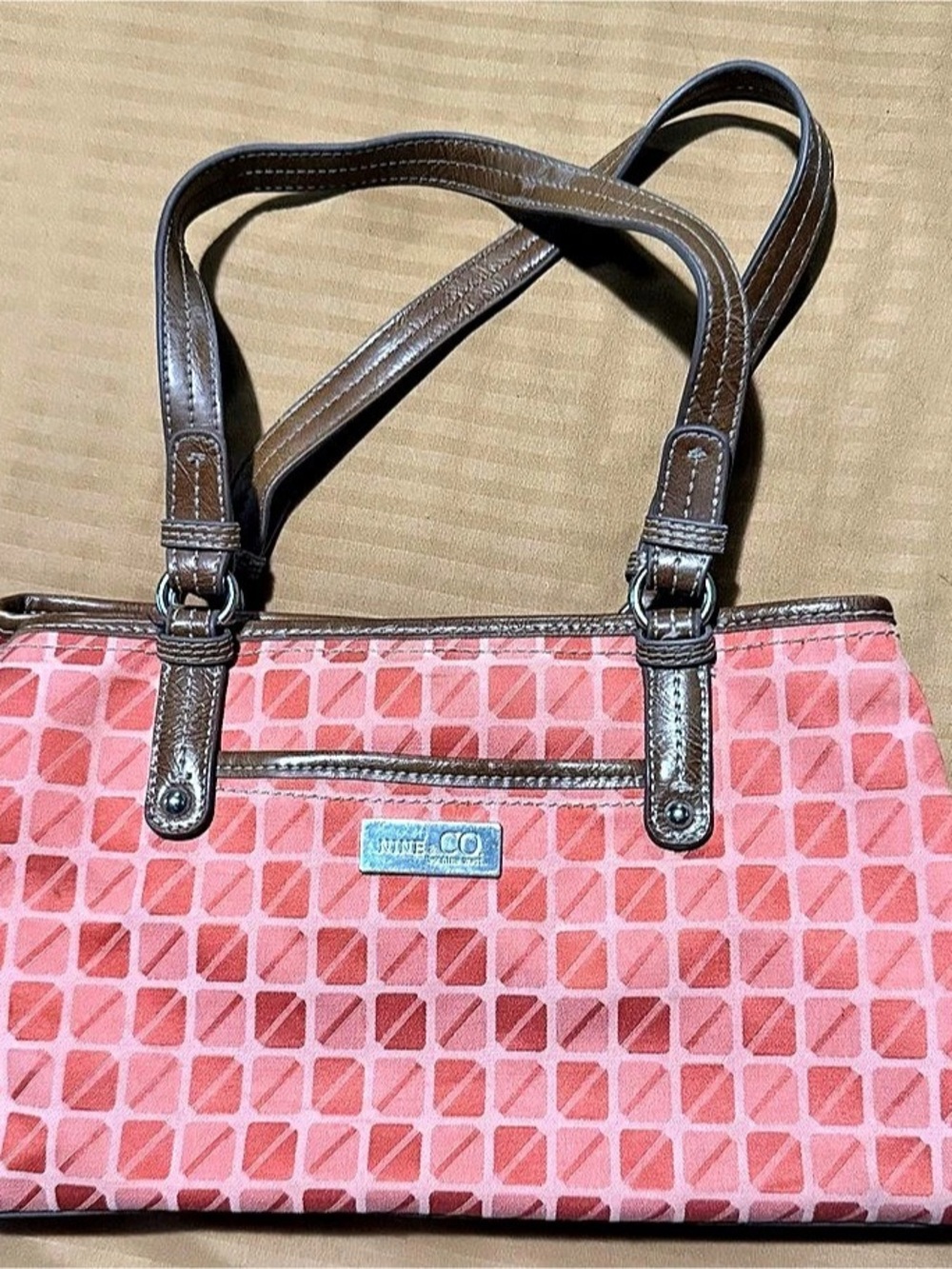 Nine & Co by Nine West Coral Pink Geometric Shoulder Bag Y2K Purse